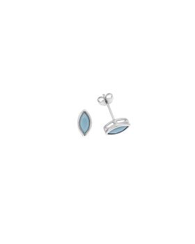 Σκουλαρίκια Selena ασήμι 925, φύλλο με τυρκουάζ ζιργκόν SSR2768-3SR