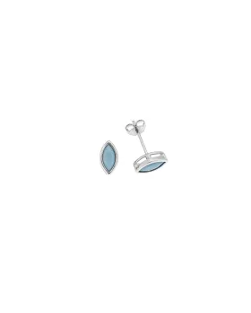 Σκουλαρίκια Selena ασήμι 925, φύλλο με τυρκουάζ ζιργκόν SSR2768-3SR