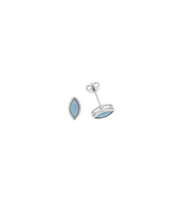 Σκουλαρίκια Selena ασήμι 925, φύλλο με τυρκουάζ ζιργκόν SSR2768-3SR