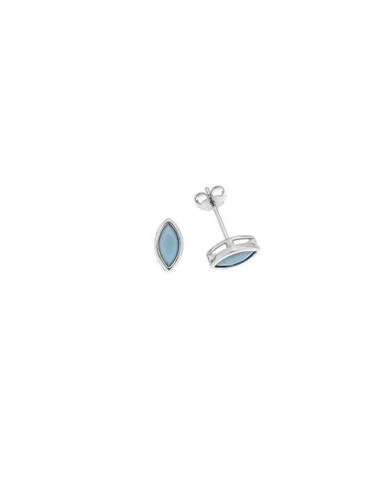 Selena earrings silver 925, leaf with turquoise zircon SSR2768-3SR, Silver / Zircon, Green / Silver