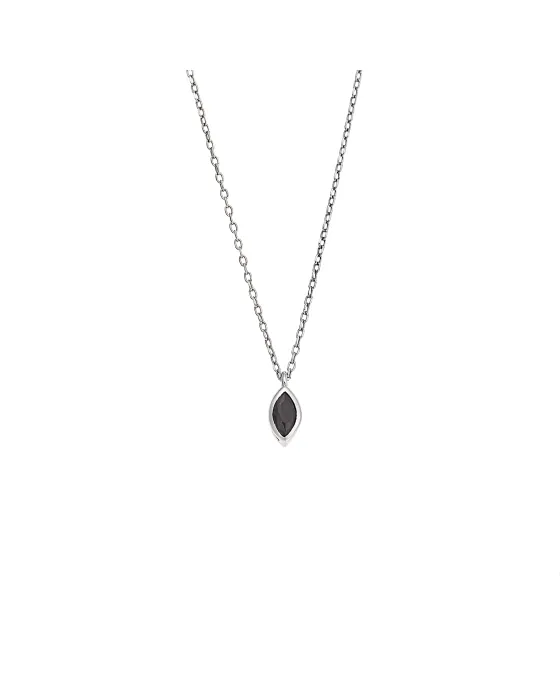 Κολιέ Selena ασήμι 925, καρδιά με μαύρο ζιργκόν SSR2774-2SR