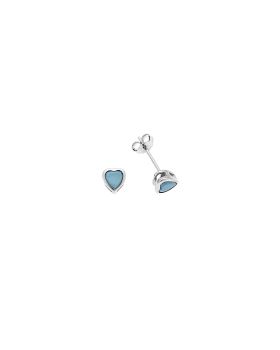 Σκουλαρίκια Selena ασήμι 925, καρδιά με τυρκουάζ ζιργκόν SSR2774-3SR
