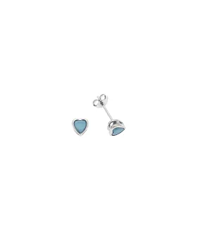 Σκουλαρίκια Selena ασήμι 925, καρδιά με τυρκουάζ ζιργκόν SSR2774-3SR