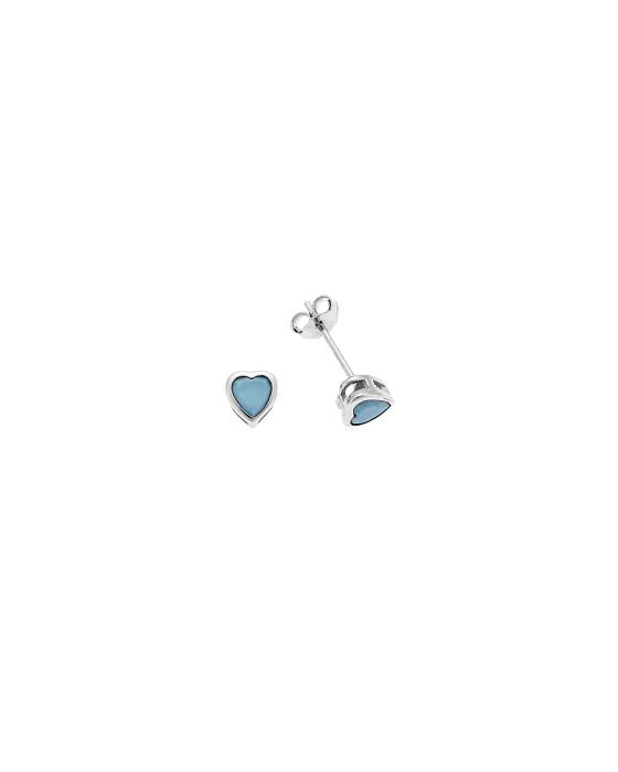 Σκουλαρίκια Selena ασήμι 925, καρδιά με τυρκουάζ ζιργκόν SSR2774-3SR