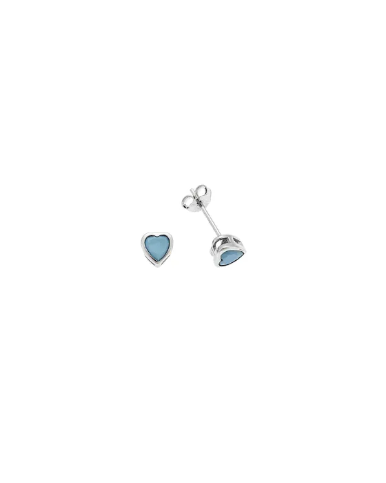 Σκουλαρίκια Selena ασήμι 925, καρδιά με τυρκουάζ ζιργκόν SSR2774-3SR