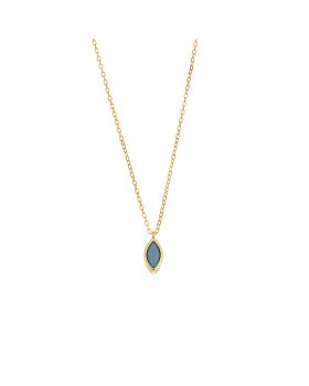 Μενταγιόν Selena Silver 925 Gold Plated, φύλλο με τυρκουάζ ζιργκόν SSR2781-3GD