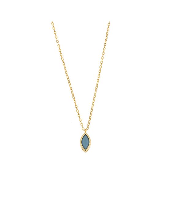 Μενταγιόν Selena Silver 925 Gold Plated, φύλλο με τυρκουάζ ζιργκόν SSR2781-3GD