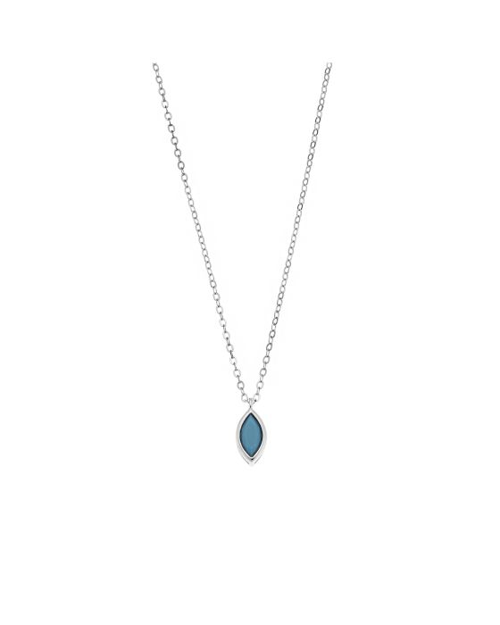 Μενταγιόν Selena Silver 925, φύλλο με τυρκουάζ ζιργκόν SSR2781-3SR