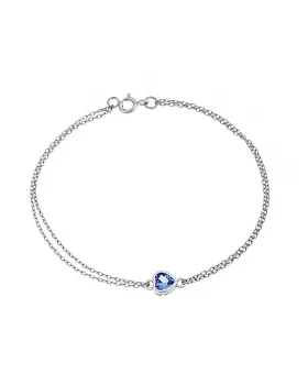 Βραχιόλι Selena Silver 925, καρδιά με γαλάζιο ζιργκόν SSR2792-4SR