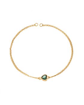 Βραχιόλι Selena Silver 925 Gold Plated, καρδιά με πράσινο ζιργκόν SSR2792-6GD