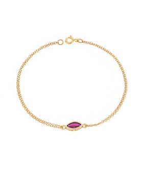 Βραχιόλι Selena Silver 925 Gold Plated, φύλλο με κόκκινο ζιργκόν SSR2793-8GD