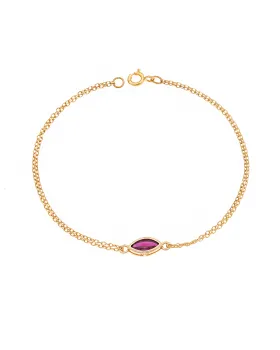 Βραχιόλι Selena Silver 925 Gold Plated, φύλλο με κόκκινο ζιργκόν SSR2793-8GD