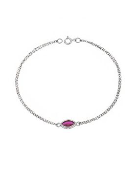 Βραχιόλι Selena Silver 925, φύλλο με κόκκινο ζιργκόν SSR2793-8SR