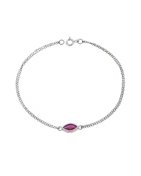 Βραχιόλι Selena Silver 925, φύλλο με κόκκινο ζιργκόν SSR2793-8SR