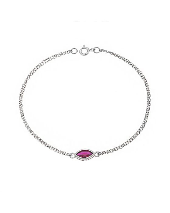 Βραχιόλι Selena Silver 925, φύλλο με κόκκινο ζιργκόν SSR2793-8SR