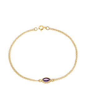 Βραχιόλι Selena Silver 925 Gold Plated, φύλλο με μωβ ζιργκόν SSR2793-9GD