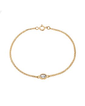 Βραχιόλι Selena Silver 925 Gold Plated, οβάλ με διάφανο ζιργκόν SSR2794-1GD