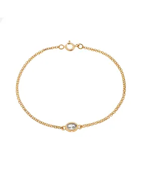 Βραχιόλι Selena Silver 925 Gold Plated, οβάλ με διάφανο ζιργκόν SSR2794-1GD