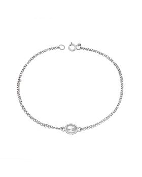 Βραχιόλι Selena Silver 925, οβάλ με διάφανο ζιργκόν SSR2794-1SR