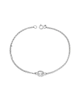 Βραχιόλι Selena Silver 925, οβάλ με διάφανο ζιργκόν SSR2794-1SR