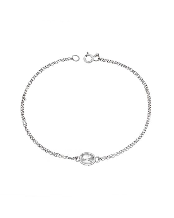 Βραχιόλι Selena Silver 925, οβάλ με διάφανο ζιργκόν SSR2794-1SR