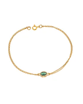 Βραχιόλι Selena Silver 925 Gold Plated, οβάλ με πράσινο ζιργκόν SSR2794-6GD