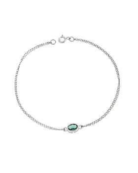 Βραχιόλι Selena Silver 925, οβάλ με πράσινο ζιργκόν SSR2794-6SR