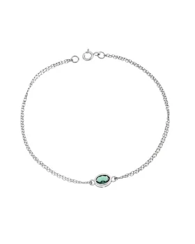 Βραχιόλι Selena Silver 925, οβάλ με πράσινο ζιργκόν SSR2794-6SR