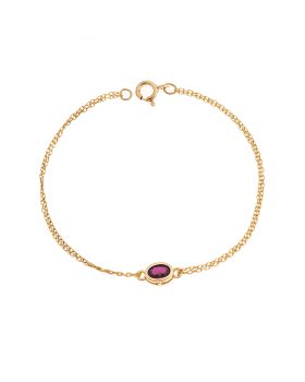 Βραχιόλι Selena Silver 925 Gold Plated, οβάλ με κόκκινο ζιργκόν SSR2794-8GD