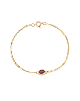 Βραχιόλι Selena Silver 925 Gold Plated, οβάλ με κόκκινο ζιργκόν SSR2794-8GD