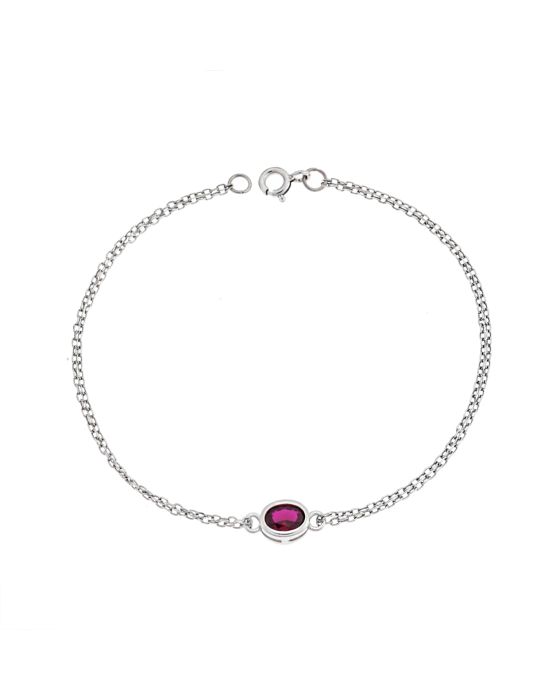 Βραχιόλι Selena Silver 925, οβάλ με κόκκινο ζιργκόν SSR2794-8SR