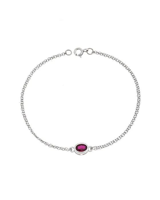 Βραχιόλι Selena Silver 925, οβάλ με κόκκινο ζιργκόν SSR2794-8SR