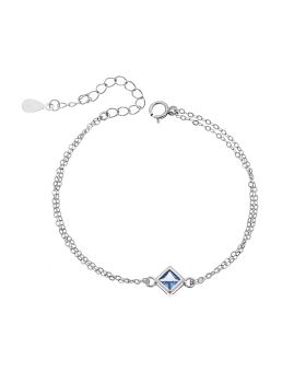 Βραχιόλι Selena Silver 925, ρόμβος με γαλάζιο ζιργκόν SSR2797-4SR