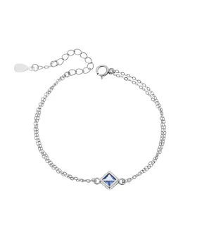 Βραχιόλι Selena Silver 925, ρόμβος με γαλάζιο ζιργκόν SSR2797-4SR