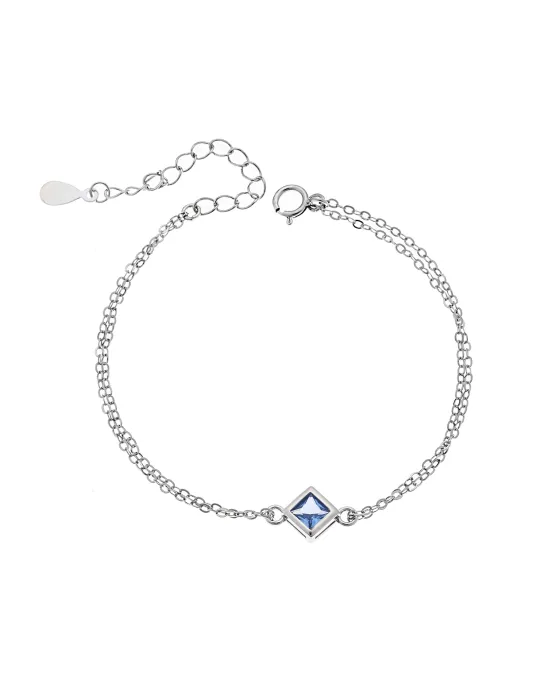 Βραχιόλι Selena Silver 925, ρόμβος με γαλάζιο ζιργκόν SSR2797-4SR