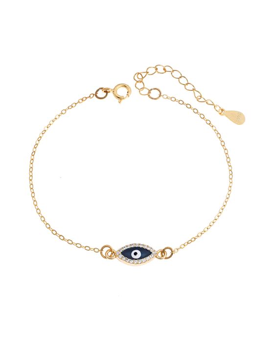 Βραχιόλι Selena Silver 925, επιχρυσωμένο ματάκι σμάλτο SSR2819GDBE