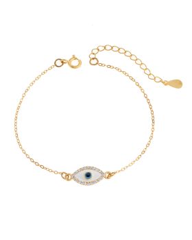 Βραχιόλι Selena Silver 925, επιχρυσωμένο Ματάκι με ζιργκόν πέτρες SSR2823GD