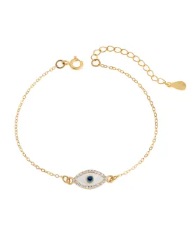Βραχιόλι Selena Silver 925, επιχρυσωμένο Ματάκι με ζιργκόν πέτρες SSR2823GD