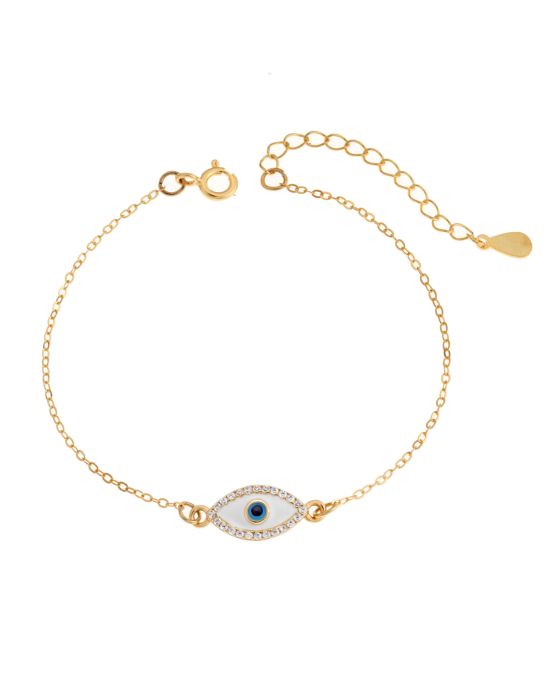 Βραχιόλι Selena Silver 925, επιχρυσωμένο Ματάκι με ζιργκόν πέτρες SSR2823GD