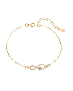 Βραχιόλι Selena Silver 925, επιχρυσωμένο άπειρο καρδιά με ζιργκόν πέτρες SSR2829GD