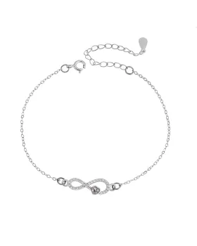 Βραχιόλι Selena Silver 925, επιπλατινωμένο άπειρο καρδιά με ζιργκόν πέτρες SSR2829SR