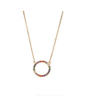 Κολιέ Selena επιχρυσωμένο ασήμι 925, κύκλος με πολύχρωμες πέτρες SSR2862-1GD