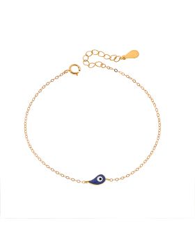 Βραχιόλι Selena Silver 925 Gold Plated, ματάκι με μπλε σμάλτο SSR3095GBL