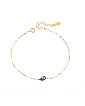 Βραχιόλι Selena Silver 925 Gold Plated, ματάκι με μπλε σμάλτο SSR3095GBL