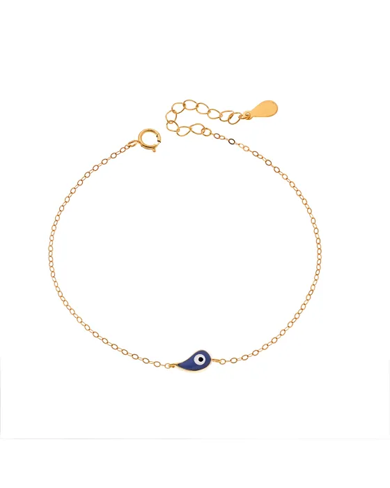 Selena Bracelet Silver 925 Gold Plated, eye with blue enamel SSR3095GBL, Enamel / Silver, Blue / Gold