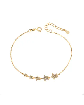 Βραχιόλι Selena επιχρυσωμένο ασήμι 925, αστέρια με λευκά ζιργκόν SSR3175GD