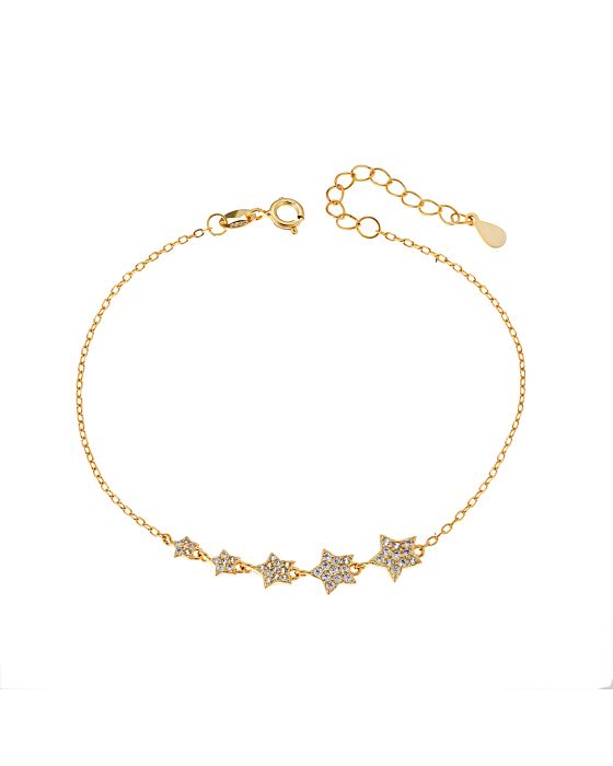 Βραχιόλι Selena επιχρυσωμένο ασήμι 925, αστέρια με λευκά ζιργκόν SSR3175GD