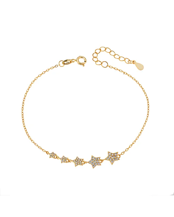 Βραχιόλι Selena επιχρυσωμένο ασήμι 925, αστέρια με λευκά ζιργκόν SSR3175GD