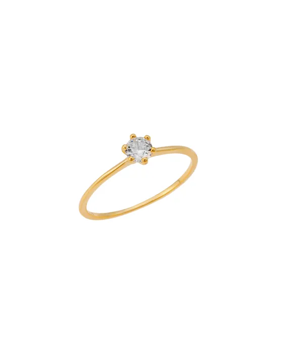Δαχτυλίδι Γυναικείο Μονόπετρο Selena Silver 925 Gold Plated SSR3233GD