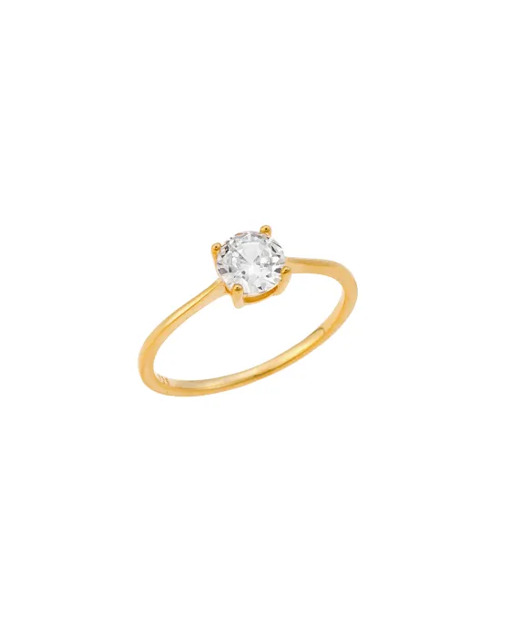 Δαχτυλίδι Γυναικείο Μονόπετρο Selena Silver 925 Gold Plated SSR3234GD